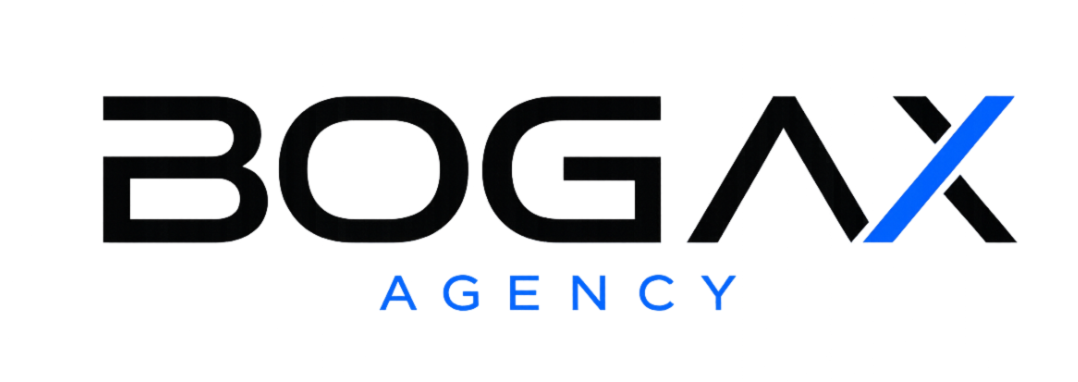 Logo circular tipográfico negro y azul